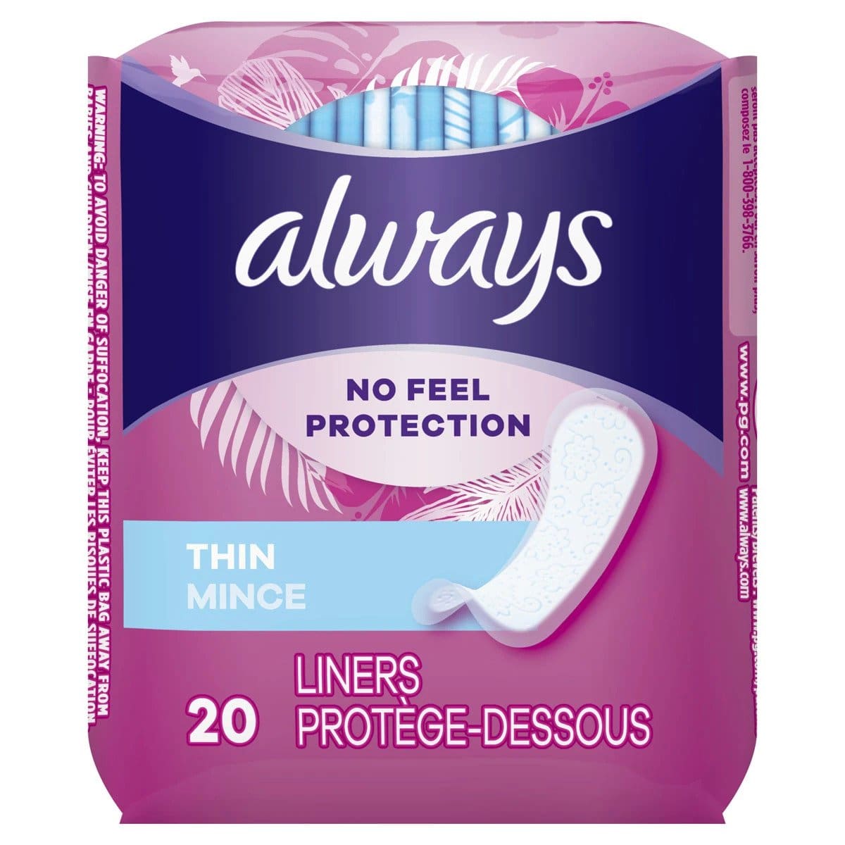Always Liners - Thin No Feel Protection - 20 Liners