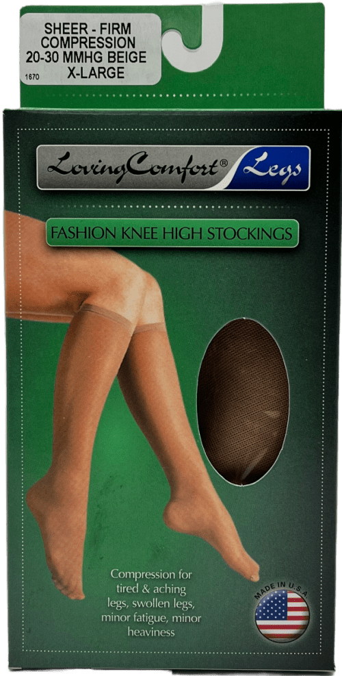 LovingComfort Legs - Fashion Knee High Stockings - X-Large - Beige