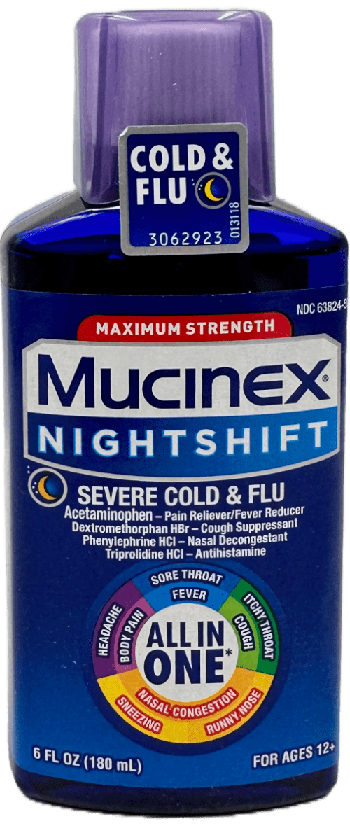 Mucinex Nightshift: 6 FL OZ of Powerful Cold & Flu Relief