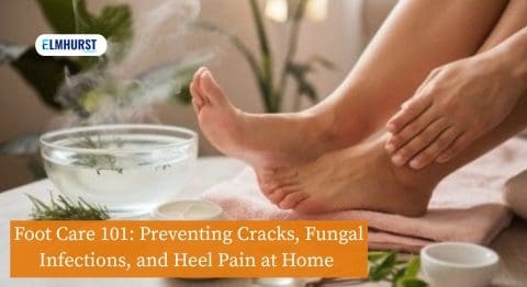 Home foot care with soak and moisturizer for healthy heels and toes.